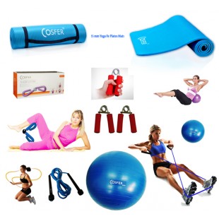 Cosfer Endpoint Pilates Seti 2 4mm Yoga Matı Mavi